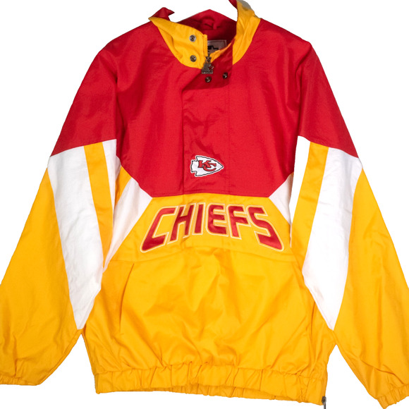Kansas City Chiefs Jacket Starter Half Zip Pullover Red Yellow Mens Size M Retro - Picture 2 of 14